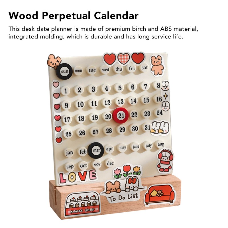 Desk Date Planner Integrated Molding Ring Table Calendar Ornaments for