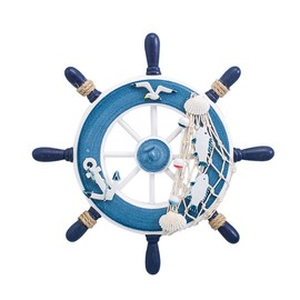 22.5 CM Nautical Wooden Ship Wheel Decoration Boat Ship Steering Wall Art Decor Wooden Ship Wheel Wall Hanging Ornament Beach Theme Home Decoration
