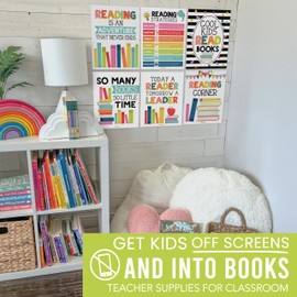 Hadley Designs Motivational Reading Posters For Classroom Elementary –6 Reading Strategies Posters For Classroom, Read Corner School Library Decor, Wall Read Sign, Colorful Bulletin Board Decorations