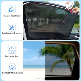 ZATOOTO Car Side Window Sun Shade 4 Pack, Car Window Shades for Baby Magnetic Mesh Sun Shade for Car Window Car Shade Protection from Heat and UV for Sleeping Camping Breastfeeding