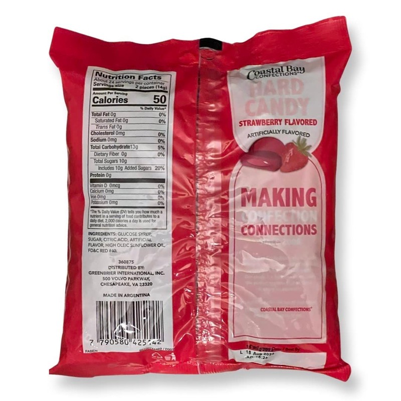Coastal Bay Strawberry Flavored Hard Candy | 12 Oz |