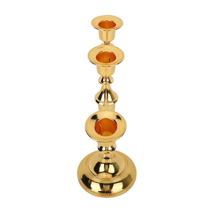 Metal Candle Holder 3 Arms High Gloss Retro Exquisite Candlestick