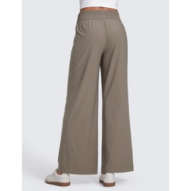 CRZ YOGA Lightweight Drapey Wide Leg Pants for Women 30" High Waisted Casual Lounge Travel Work Loose Fit Nomad Grey Small