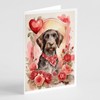 Caroline's Treasures DAC4452GCA7P German Wirehaired Pointer Valentine Roses Greeting Cards