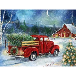 AZQSD Diamond Painting Kits for Adults Beginners Christmas Car Diamond Art Kit AB Diamond Painting Truck Full Drill Round 5D DIY Winter Home Wall Decor 12x16inch/30x40cm