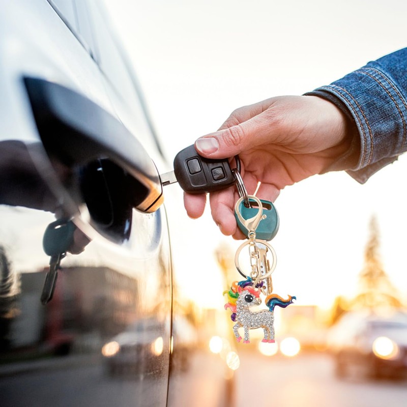 Rhinestone Unicorn KeyChain 3D Sparkling Charm Key Ring Key Chain