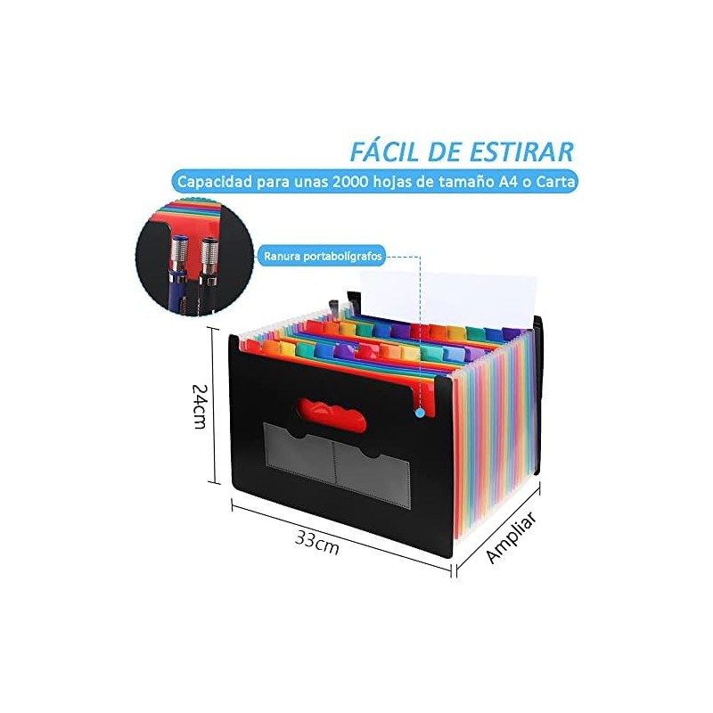 Organizador de Archivos de Acordeón, Carpeta Expansible 25 Compartimentos