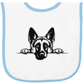 inktastic Peeking German Shepherd Baby Terry Cloth Bib White and Light Blue 468fb