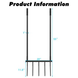 Powerber Broadfork Garden Tool Heavy Duty, 5 Tines Broad Fork for Gardening, U-Shaped Garden Fork for Loosening Soil, 20 in. Wide Broadforks for Gardening, 55 in. Heigh