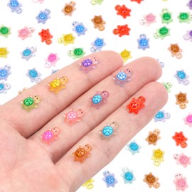 200pcs Mini Resin Turtles Luminous Tiny Turtle for Crafts Dollhouse Miniatures Mini Resin Things Animals for Fairy Garden Micro Landscaping Decoration Home Decor, 10 Colors(0.31 * 0.47inch，Medium)