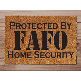 Protect by FAFO Home Security Funny Outdoor Rug Doormat Home Porch Decor Non Slip Door Mat Anti-skid Non-slip Black