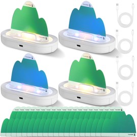 Qualirey 4 Sets Fly Traps Rechargeable Battery Operated Flying Insect Gnat Traps Fruit Fly Trap with 20 Sticky Boards USB and Battery Powered for Indoor Outdoor Capture Mosquito Flies Moths Gnats