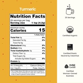 Blume Superfoods Latte - Turmeric Powder and Ginger Powder - Golden Milk, Cardamom, Ginger Root, Caffeine Free, Sugar-Free, Organic - Vegan, Keto Friendly, Gluten-Free - 25 Servings