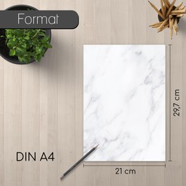 Writing Paper Set Marble Motif I 50 Sheets 90 g/m² DIN A4 I Stylish Writing Paper Versatile White Grey I Birthday Certificate Menu I dv400