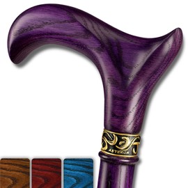 Asterom Walking Cane - Handmade, Ergonomic, Cane for Women - Wooden Walking Sticks for Seniors Women, Cool, Unique, Wood (Purple, 36 Inches)