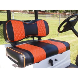 Huskey Parts Front Rear Seat Cover Orange Diamond Stitching For E-Z-GO RXV Golf Cart 2008-Up