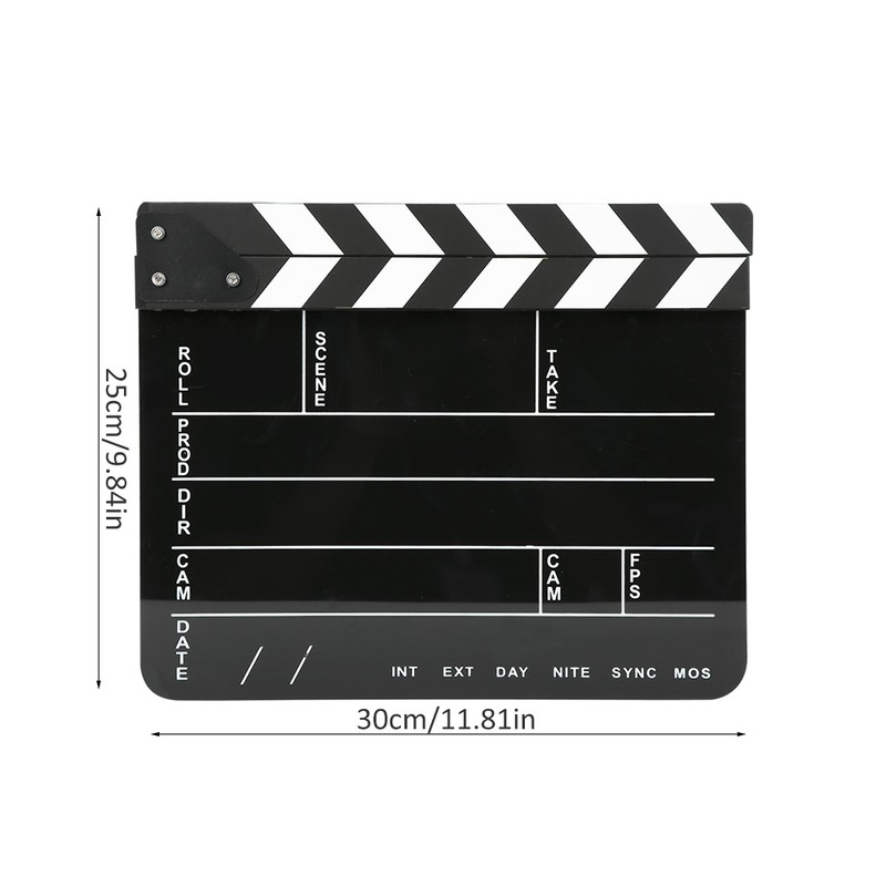 30x25CM Acrylic Clapperboard Professional Movie Film Action Clap Director Photography