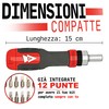 Cacciavite a Cricchetto con 12 Inserti CR-V Integrati 15 cm,