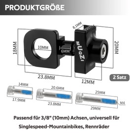 GIONAR 2 Piece Bicycle Chain Tensioner Set - Single Speed Chain Tensioner for BMX, Road Bike and Folding Bike - Frame Mounting with Screw Set