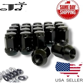 TJ 32x Black 1.4" Tall 14x1.5 Acorn Lug Nut 3/4" Hex Fit Ford F250 F350 Super Duty