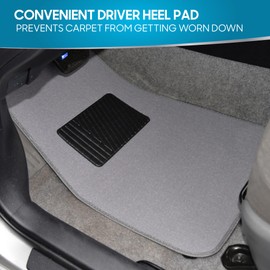 BDK Premium Light Gray Carpet Floor Mats for Cars - Universal Fit Interior 4-Piece Car Mats Full Set with Vinyl Heel Pad Protector - Cute Car Accessories Interior Floor Covers for SUVs & Trucks