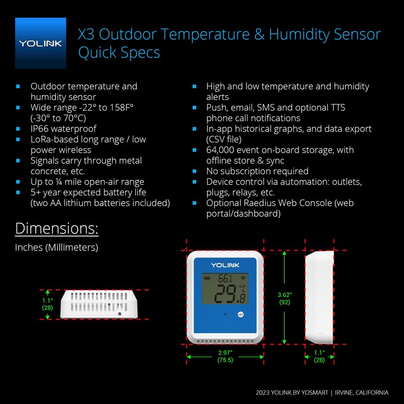 YoLink X3 Outdoor Temperature and Humidity Sensor