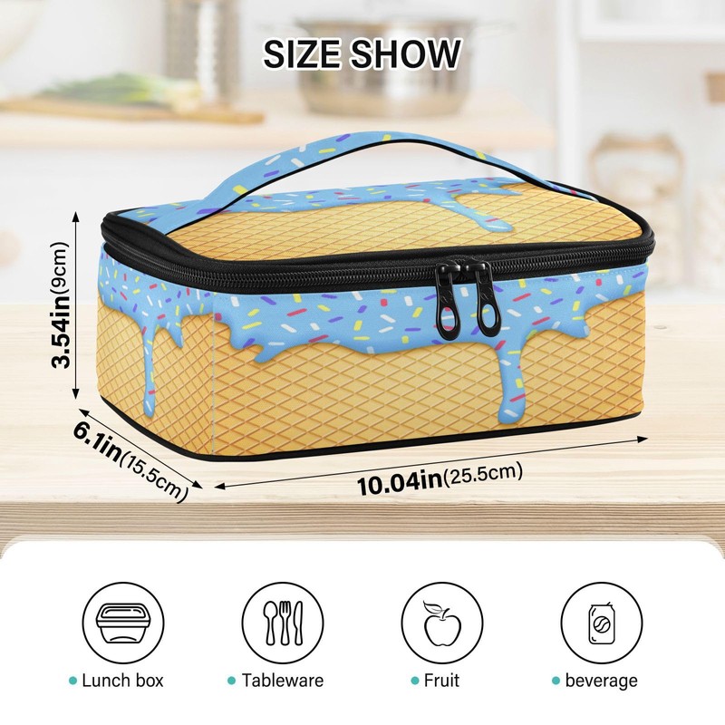 Caikeny Kids Lunch Bag Ice Cream Cone Summer Insulated Reusable