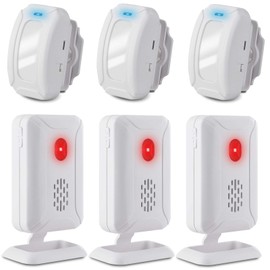GREENCYCLE Wireless Motion Sensor Detector Alarm, Home Security Business Alert, Store Welcome Chime Door Entry Doorbell (918 Feet, 36 Tunes, 4 Volume Levels, LED Indicators), 3 Pack