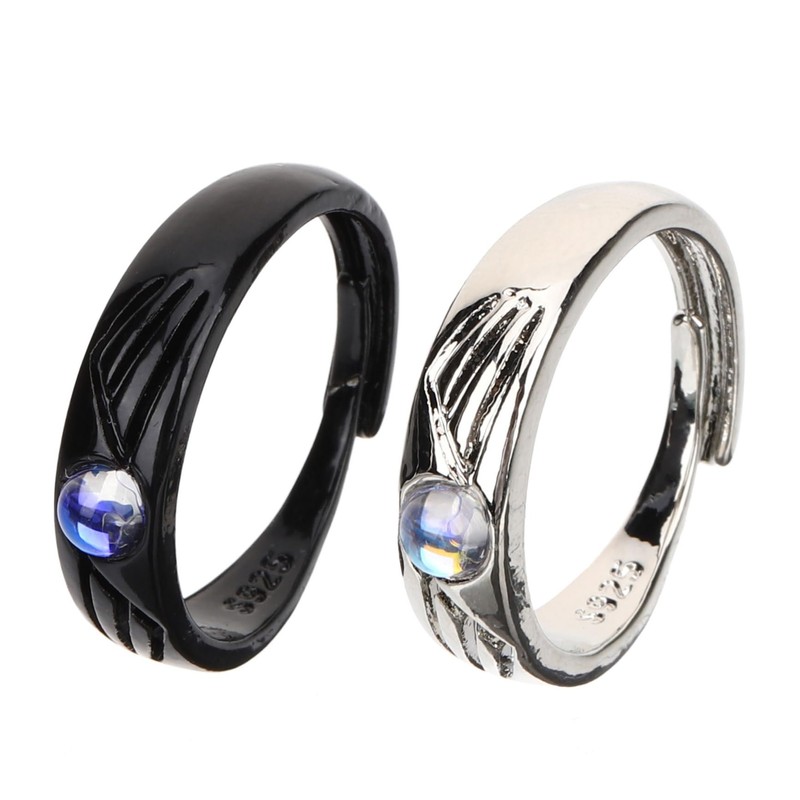 TEHAUX 3 Pairs Angel Pair Couples' Matching Jewelry Promise Rings