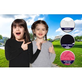 Brix Girls' Long Sleeve Tees - 4 -Pack Crew Neck Super Soft Cotton T Shirts. (as1, Age, 1_Year, 2_Years, Navy, White, Salmon Pink, Olive Green)