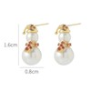 Pearl Gold Christmas Stud Earrings for Women, Freshwater Pearl Xmas