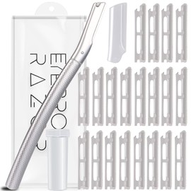 Dermaplaning Tool with 20 Replaceable Blades, Face Exfoliation Razor, Peach Fuzz Removal, Eyebrow Shaper (Silver)