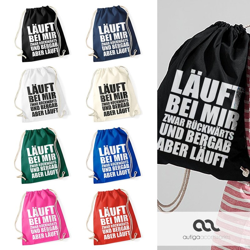 Autiga Gym Bag with German Text "l?uft bei Mir Hipster