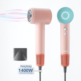 Hair Dryer New Upgrade, Negative Ionic Hair Dryer, Professional High-Speed Blow Dryer with Magnetic Nozzle, 1400W Fast Drying 2 Speeds & 4 Temps Lightweight Low Noise Hairdryer for Home Travel, Pink