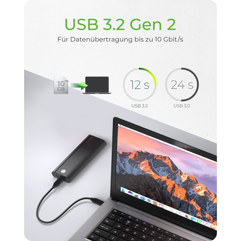 ICY BOX M.2 SSD/NVMe Enclosure, USB 3.2 (10Gbps), Tool-Free, Cooling