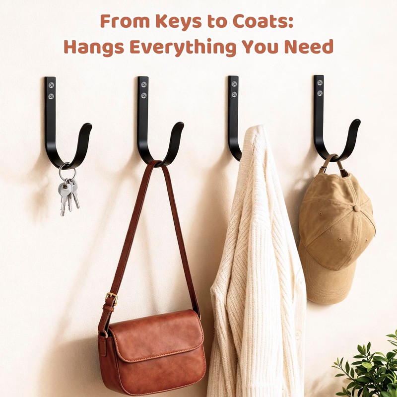 Wall Hooks for Hanging, Large Coat Hooks Wall Mount, Heavy