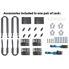 2-Pack Kayak Roof Rack Carrier - Heavy-Duty J-Style Crossbar Mount for Kayak/Canoe/Surf Ski (75lb Capacity), Includes 4 Ratchet Tie-Down Straps & Rust-Resistant Hardware (Fits Square/Oval/Flat Bars)