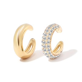 Chunky Ear Cuff Earrings Women Trendy Gold Ear Cuffs No Piercing Crystal Clip On Cartilage Earrings Ear Warp Earrings for Women Jewelry Gifts