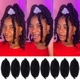 Marley Hair 8 Packs Pre Separated Springy Afro Twist Hair 10 Inch Marley Twist Braiding Hair for Faux Locs Crochet Hair Synthetic Protective Spring Twist Hair Extensions for Black Women (1b#)