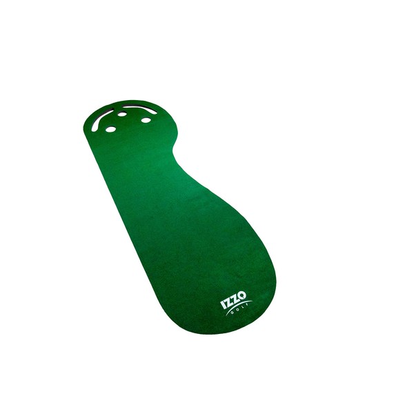 IZZO Golf 3' x 9' 3-Hole Putting Mat - Green Kidney Shaped 3 Hole Putting mat Training aid to Help Practice Putting