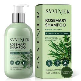 Svvimer Rosemary Hair Growth Shampoo - Thickening and Regrowth Formula for Men & Women - Strengthening Shampoo with Tea Tree Oil Biotin - For Thinning Hair and Hair Loss 11.8 fl.oz
