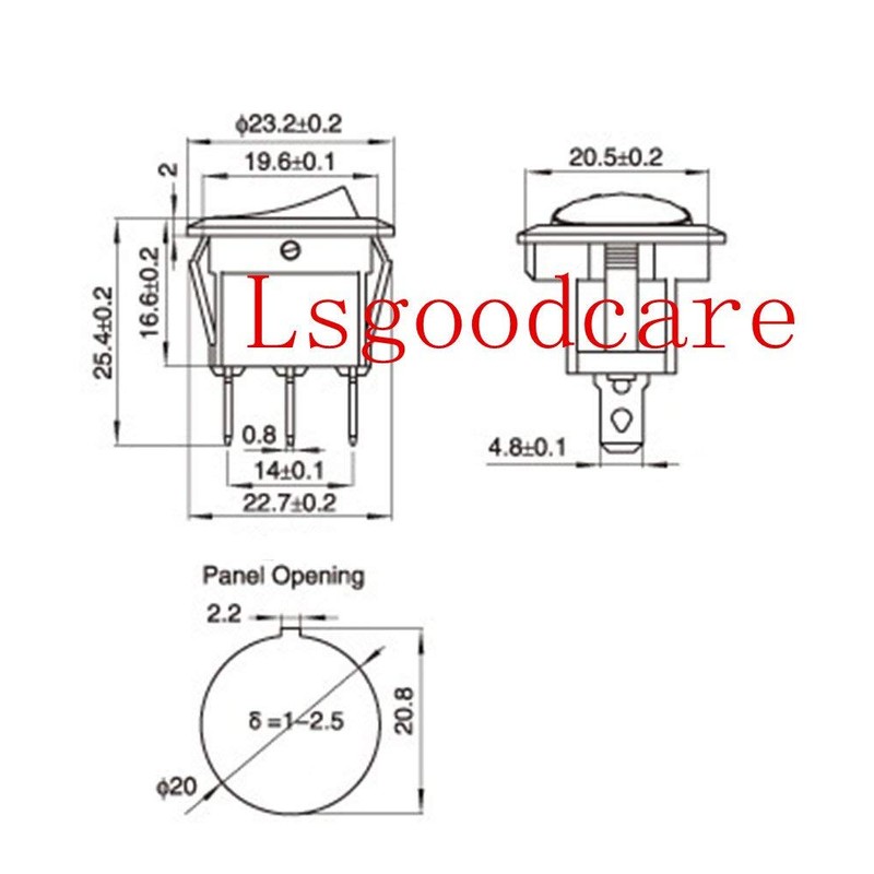 Lsgoodcare 30PCS Round Type Switch Black AC 6A 250V 10A