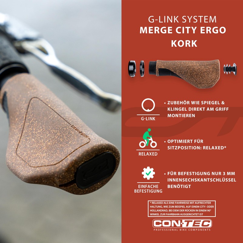 CONTEC Bicycle Grips Merge City Ergo Cork Rubber D3 Tri-Component