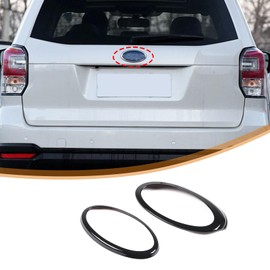 Rear and Front Emblems Trim Ring Cover Fit for Subaru Forester 2013-2018, Car Front Rear Logo Trim Cover Ring Trim, Front Hood Rear Trunk Emblem Ring, 2PCS (Bright Black)