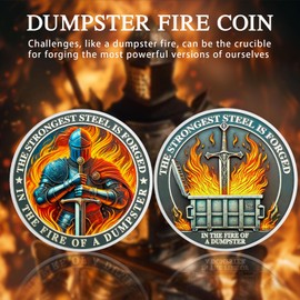 CHURYUML Dumpster Fire Coin Knight and Sword Motivational Medallions for Staff Appreciation Gifts Funny Office Gifts Going Away Gift for Coworker Humorous Office Decor Inspirational Gifts