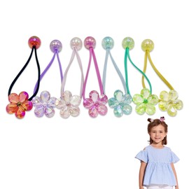 BRDXOOL 7 Pieces Hair Ring for Girls Flower Hair Ring Ponytail Cute Hair Ring Braid Clip Girls Multicolor Hair Ring Long Hair Ring (Seven Colors)