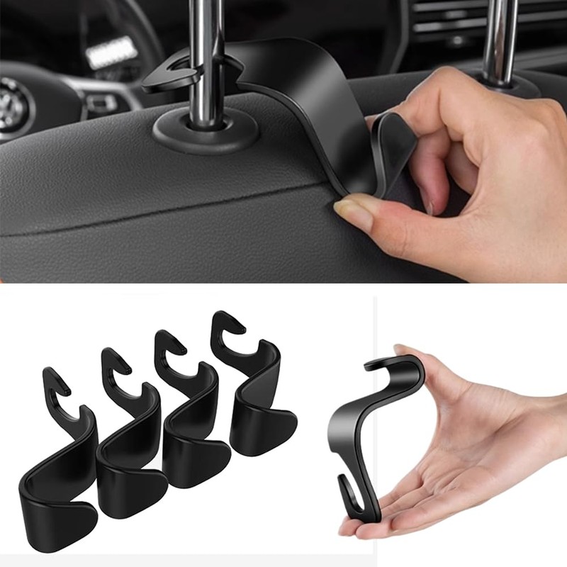 Fc'Noqgn Ceramic Tube 4 Car Storage Hooks, Car Plastic Hooks,