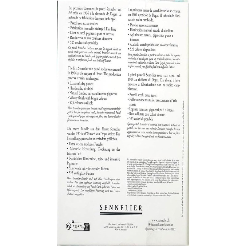 Sennelier Set of Dry Pastels, 12 Half Pastel Colours, Soft