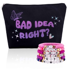 Singer Fans Cosmetic Bag for Girl,Makeup Bag for Music Lover with Friendship Bracelets,Zipper Pouch Cosmetic Bag for Friends Sister Singer Fans,Suitable for Birthday Christmas (Black)
