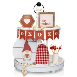Beautiful Tiered Tray Decor Set for Valentines Day - Interchangeable All Season Decorations Bundle Incl. Easter, Spring & More - Modern Farmhouse Centerpiece for Home & Kitchen Decor
